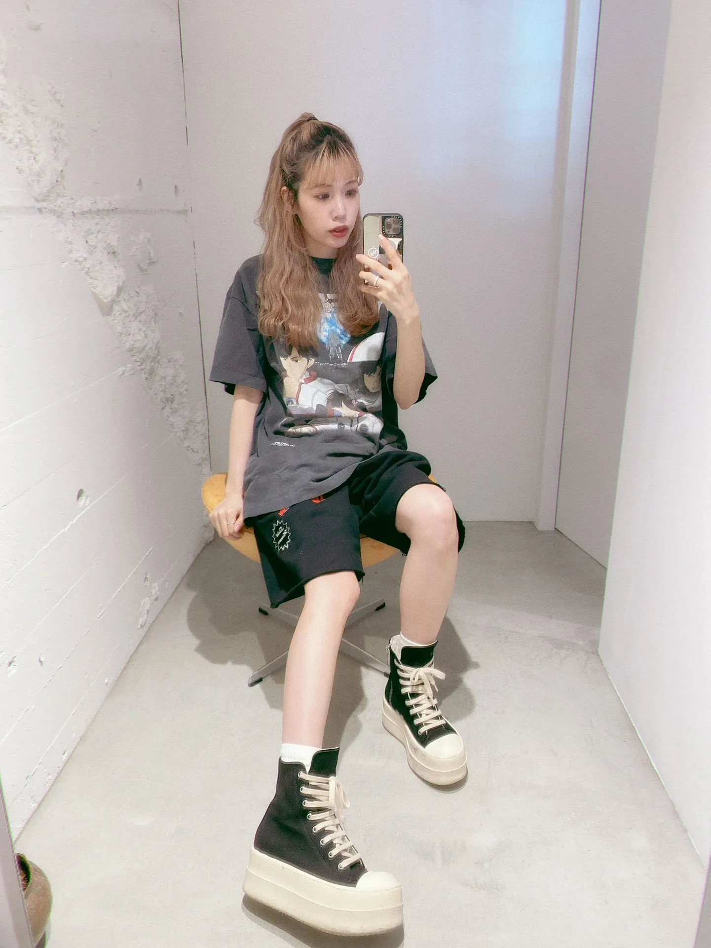 SAINT Mxxxxxx 'SAINT' SWEAT SHORTS/GRY/BLK embroidered SAINT LOGO basic shorts, distressed gray/washed black S-XL, four needles and six threads throughout, produced by a major domestic factory, imported Tajima machine embroidery, washed and distressed, original version
